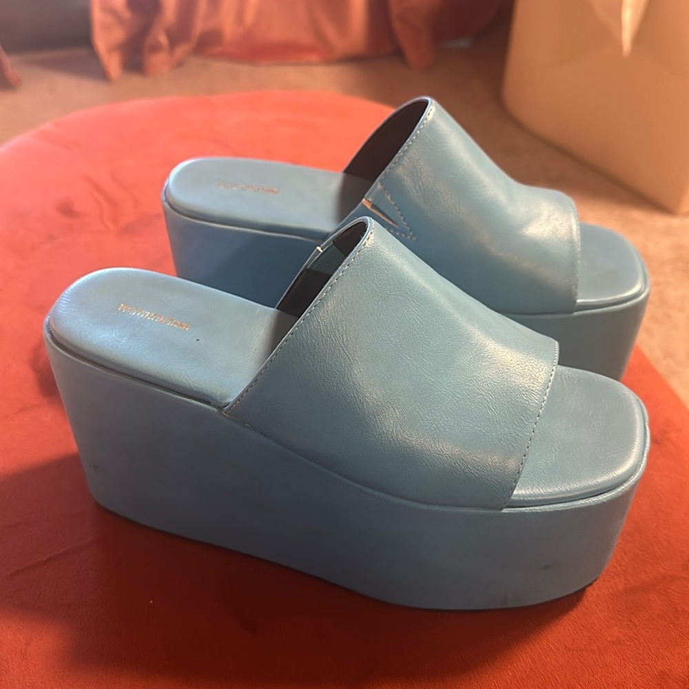 Blue platform sandals